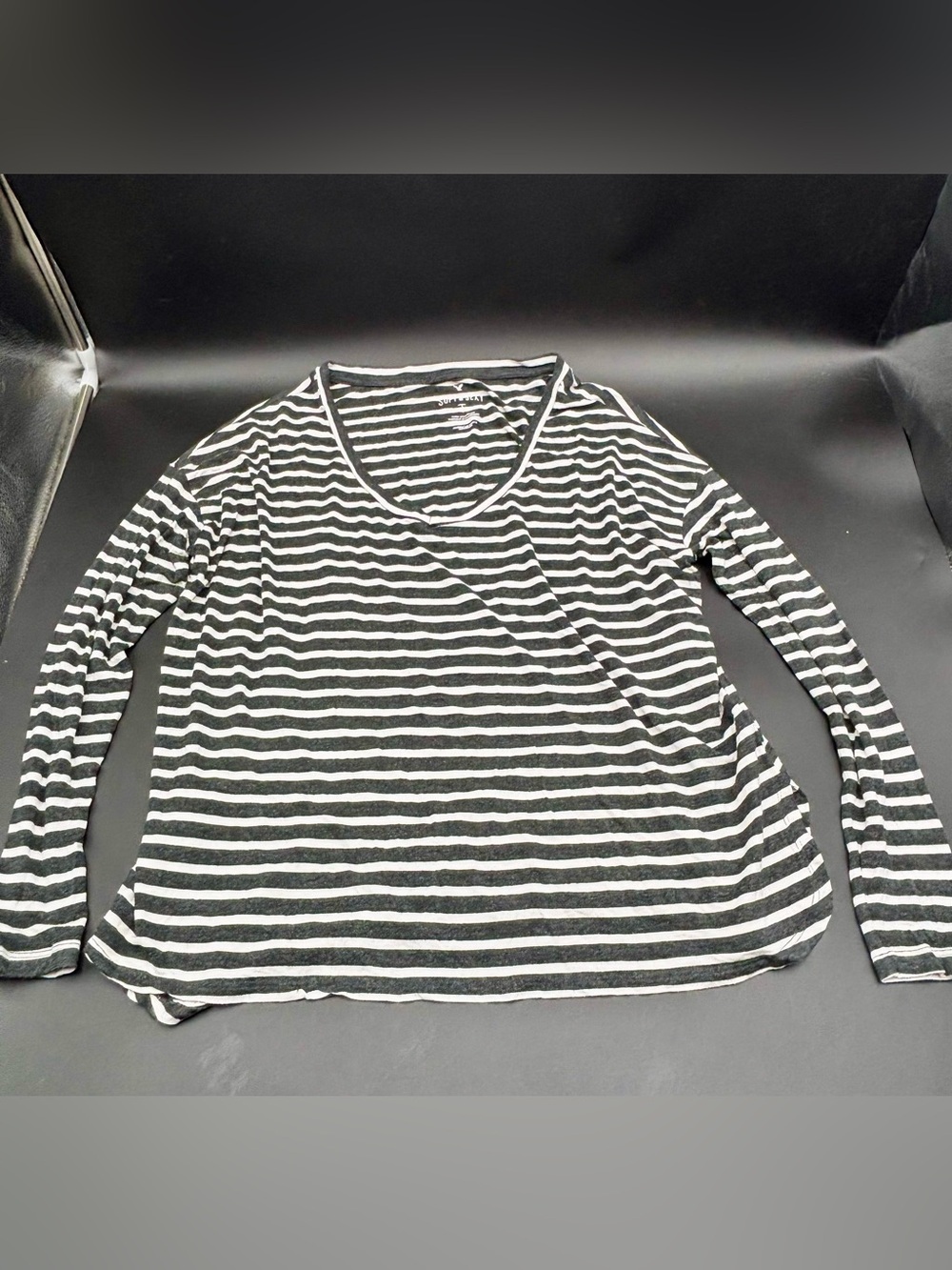 American Eagle Soft & Sexy Striped Long Sleeve V-Neck Top - Medium
